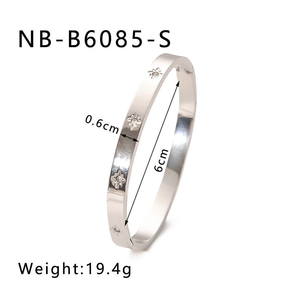 Women's & Men's Awn Star Diamond Titanium Steel Gold Bracelet