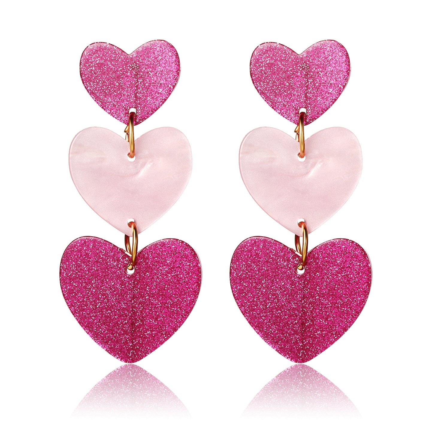 Barbie Pink Heart Shaped Love Simple Earrings