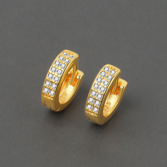 Women's Cold Style Double Row Diamond Small Earrings