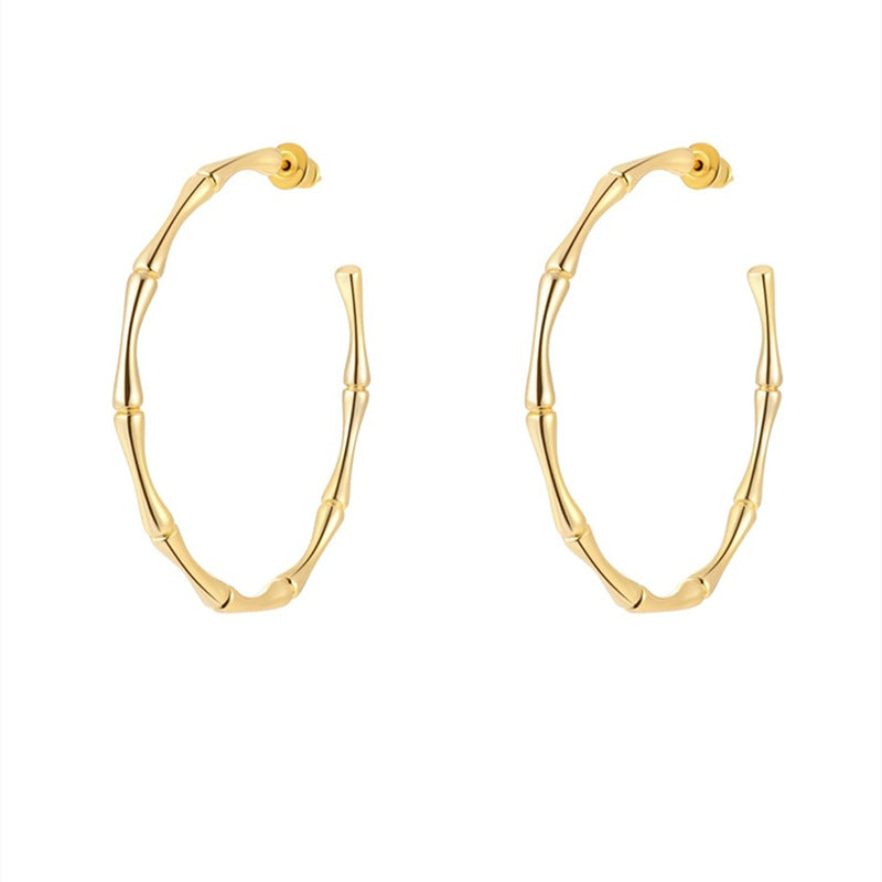 Fashionable Temperament Exaggerated Large Circle Bamboo Joint Eardrop Personalized Cold Earrings