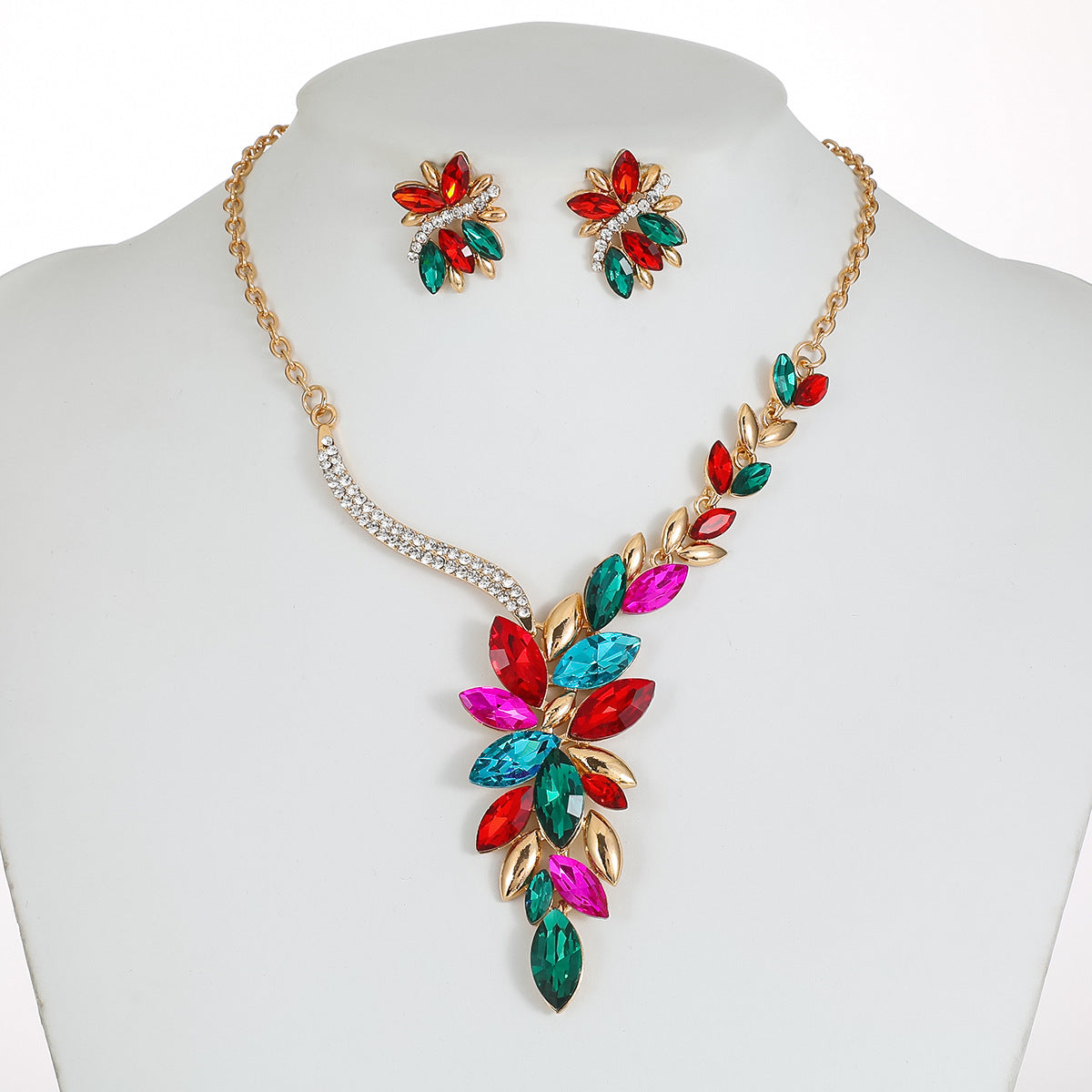 Bridal Alloy Diamond Crystal Glass Color Necklaces
