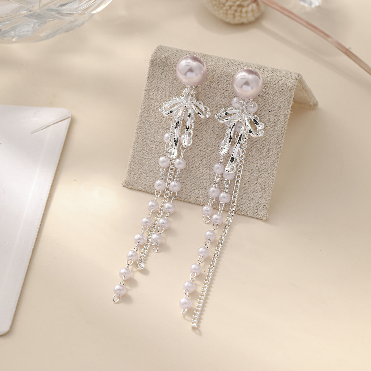 Pearl Tassel Niche Bow Gentle Style Rings