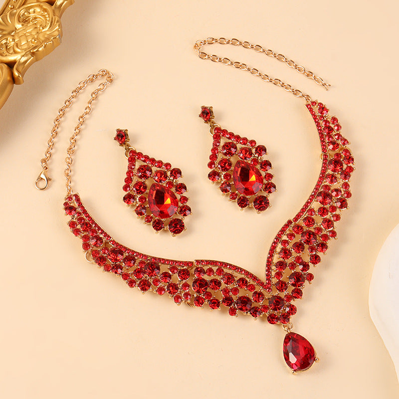Big Water Drop Full Diamond Two-piece Bride Luxury Jewelry Set