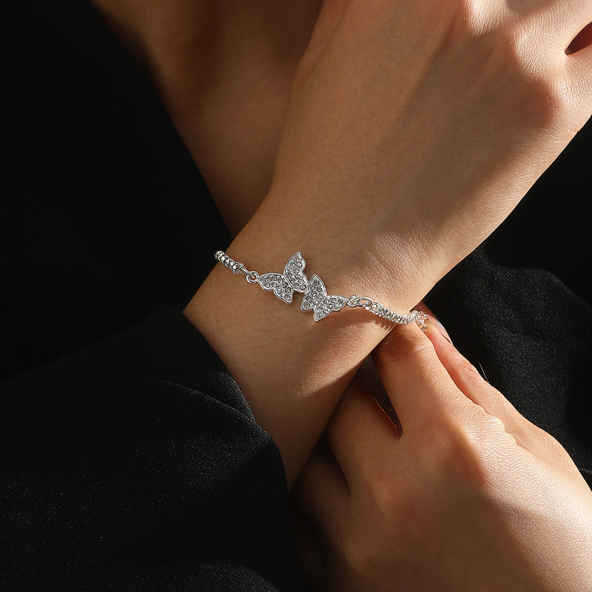 Bijoux à main simples papillon en diamant pour femmes, Bracelets coréens