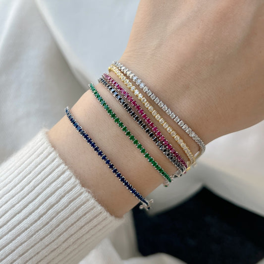 Bracelets en Zircon à une rangée de chaîne de Tennis Sier