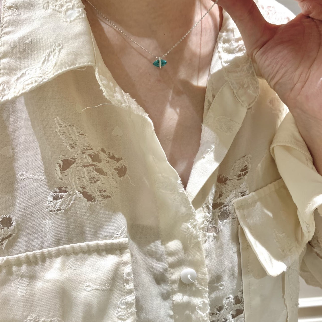 Sterling Sier Exquisite Paraiba Horse Eye Diamond Summer Cool Female Necklace