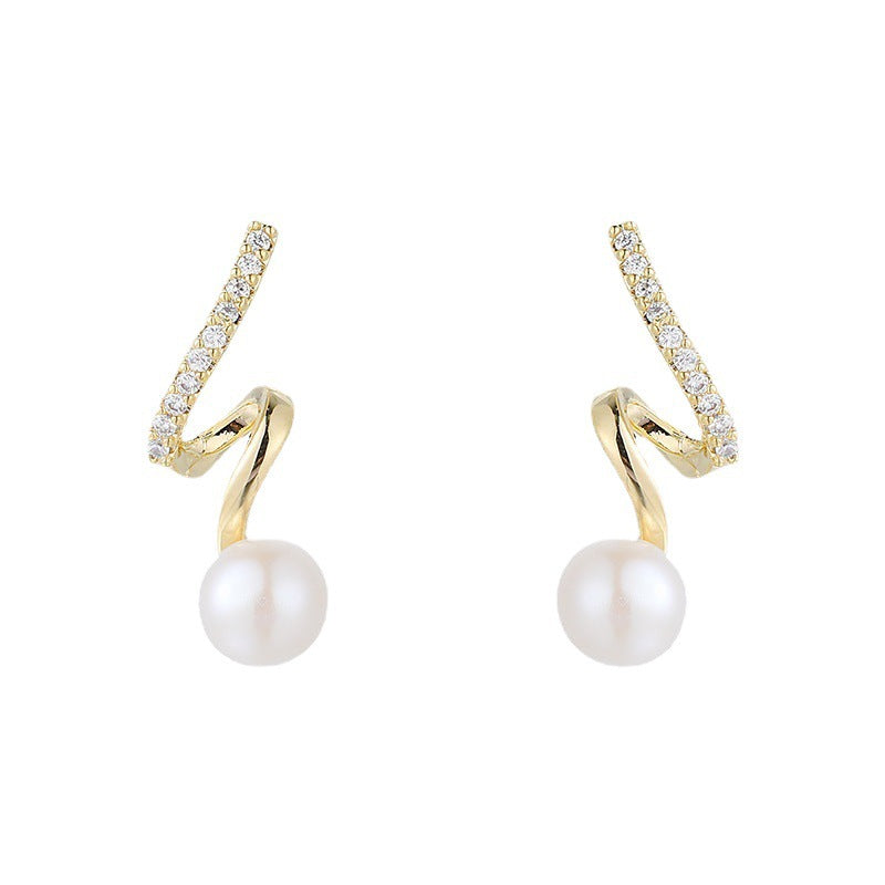 Women's Sterling Sier Zircon Pearl Minority High-grade Temperamental Earrings