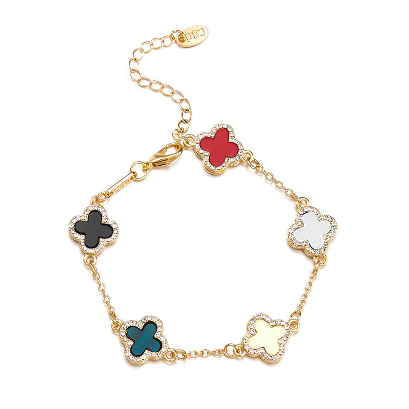 Women's Double-sided Clover Diamond Simple Five Small Bracelets