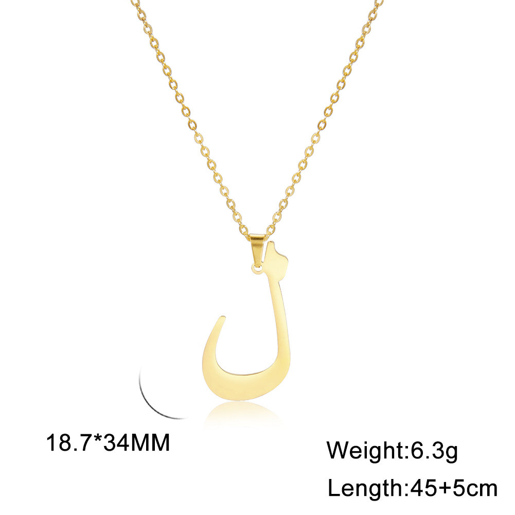 Trend Simple Cut Arabic Letter Pendant Necklaces