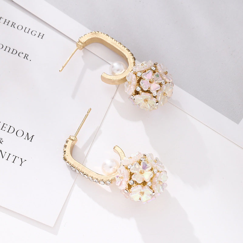 Pearl Flower Sweet Female Light Luxury Minority Fashion Earrings