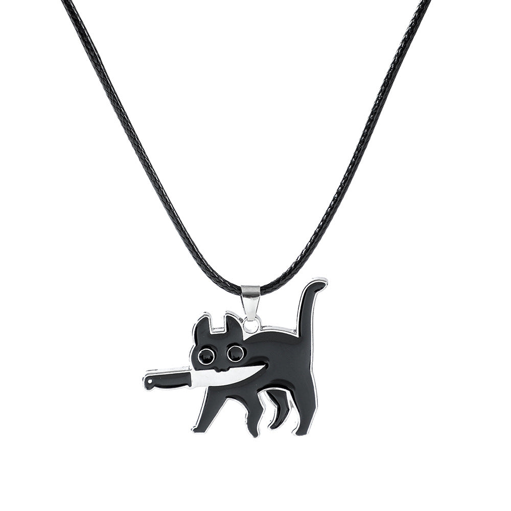 Cartoon Knife Cat Pendant Cute Style Female Trendy Personality Necklaces