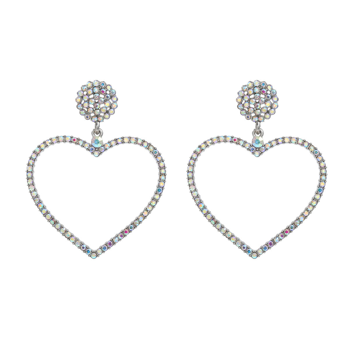 Boucles d'oreilles en alliage exagéré pour femme en forme de coeur Diamond Love