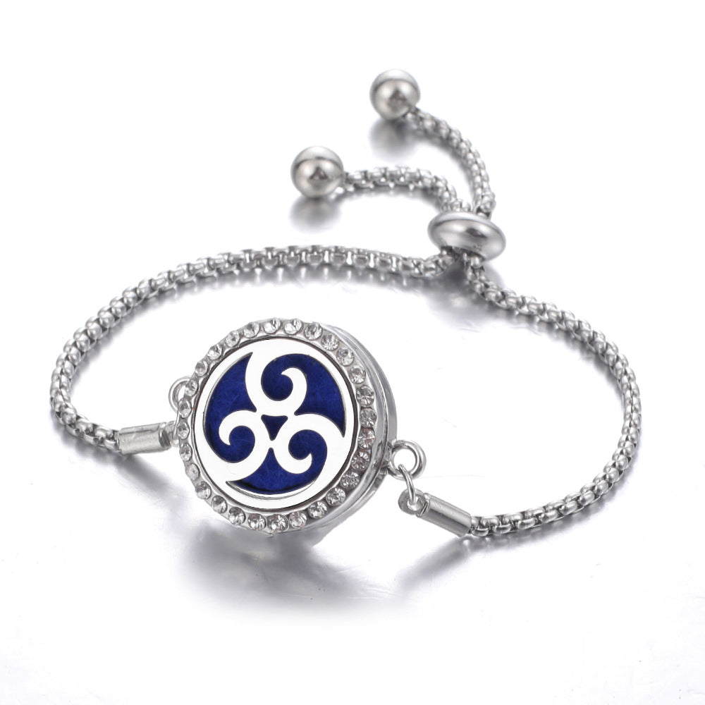 Steel Hollow Oil Lucky Tree Open Box Bracelet