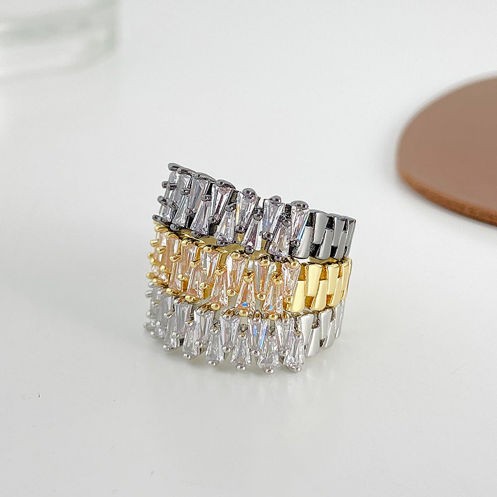 Geometric Female Creative Niche Inlaid High Rings
