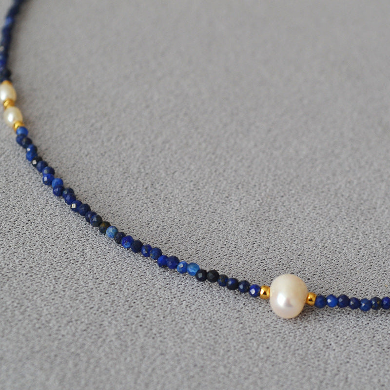 Design Carved Lapis Lazuli Beaded Freshwater Necklaces