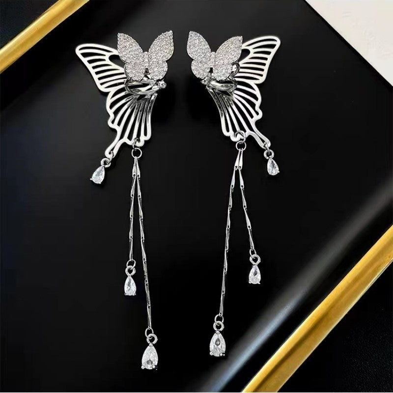 Super Fairy Exquisite Butterfly Rhinestone Tassel Bone Fashionable Elegant Rings