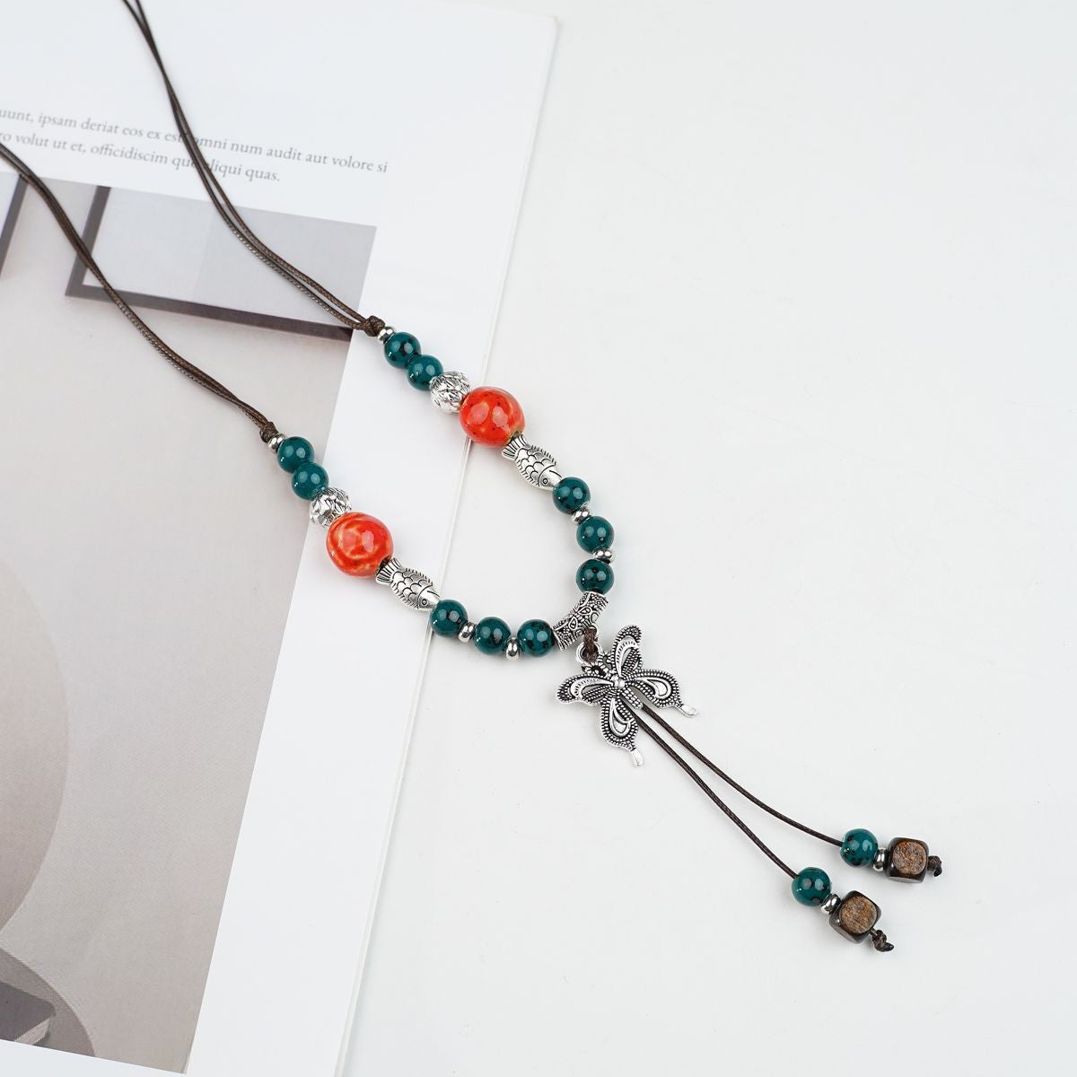 Peace Fu National Fashion Vintage Ceramic Female Longevity Necklaces