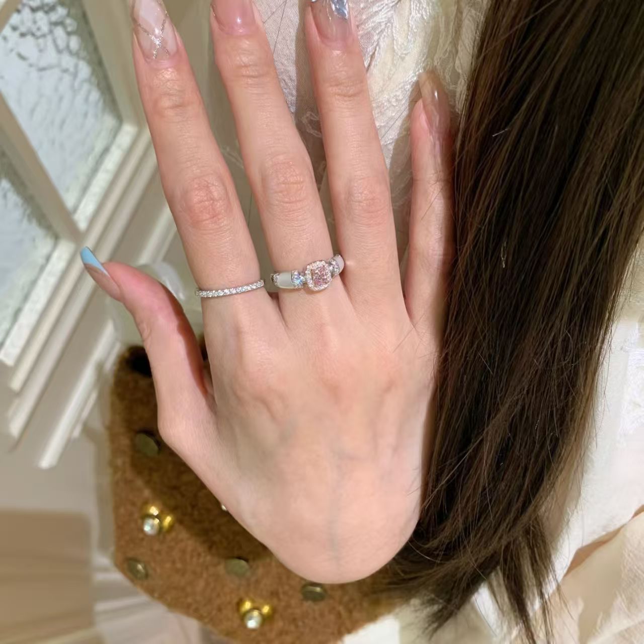 Cube Sugar Light Luxury High Sense Opening Adjustable Niche Index Rings