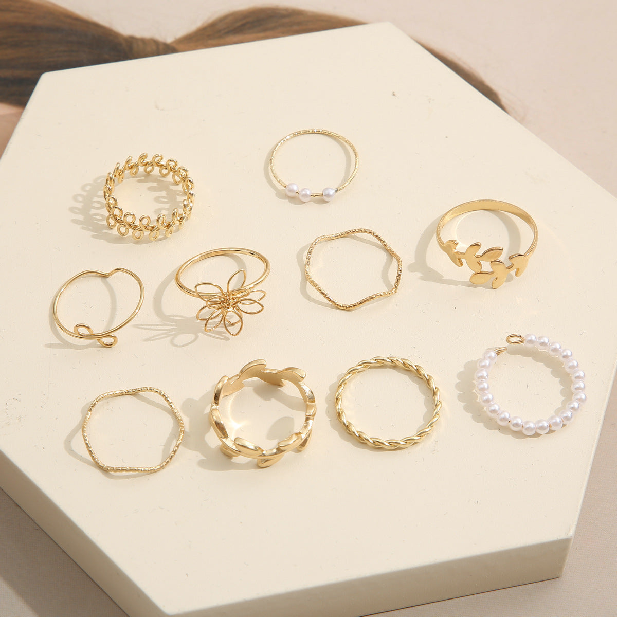 Design Sense Minority Simple Vintage Pearl Ring