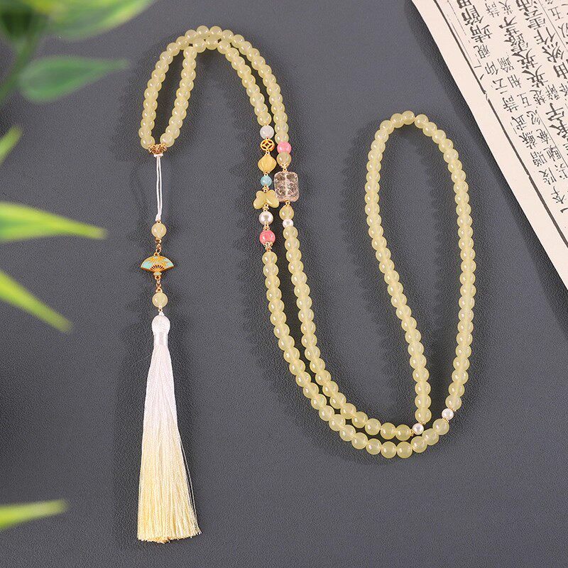 Chinese Style National Elements Long Cheongsam Twin Chain Tassel Retro Necklace