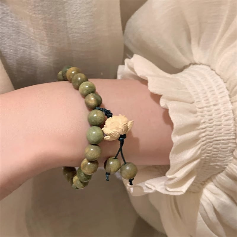 Bracelets en bois de santal vert et de style national pour femmes et hommes