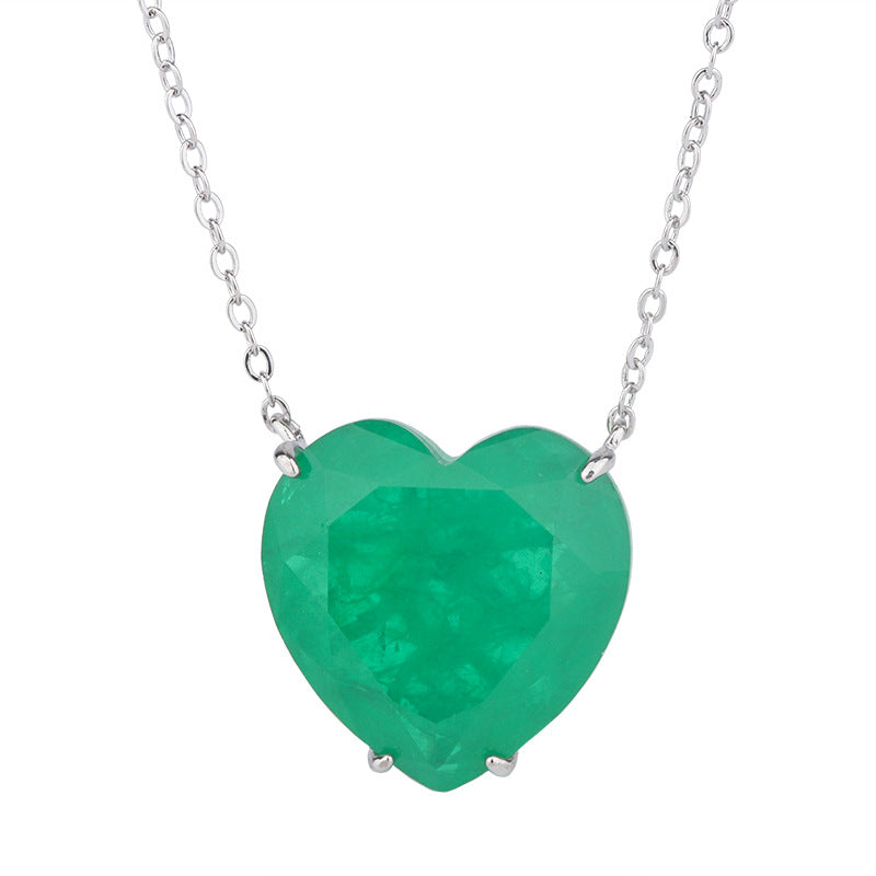 Sapphire Female Emerald Love Heart Ear Jewelry Set