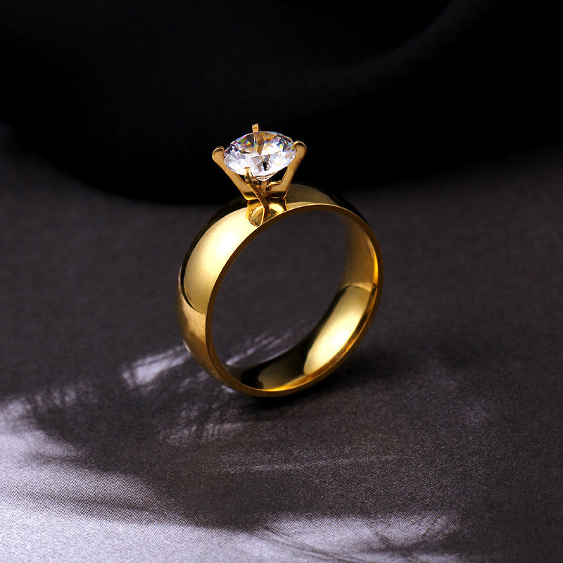 Simple Titanium Steel Glossy Comfortable Inside Outside Ring