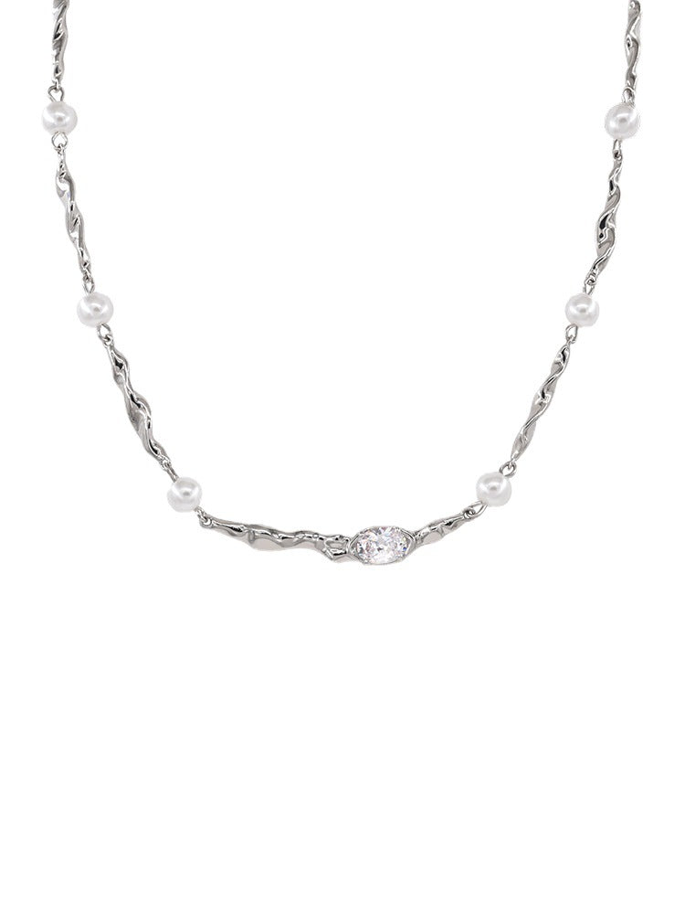 Light Luxury Minority Sweet Cool Pearl Rhinestone Female Design Personality Necklaces