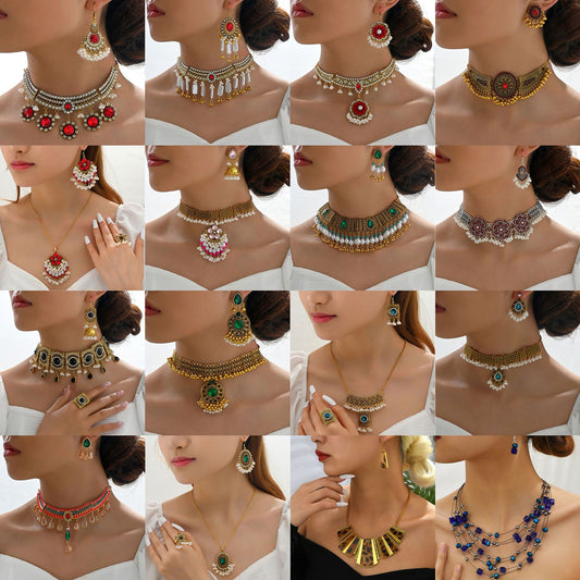 Indian Ethnic Style Vintage Gemstone Beads 2 Necklaces