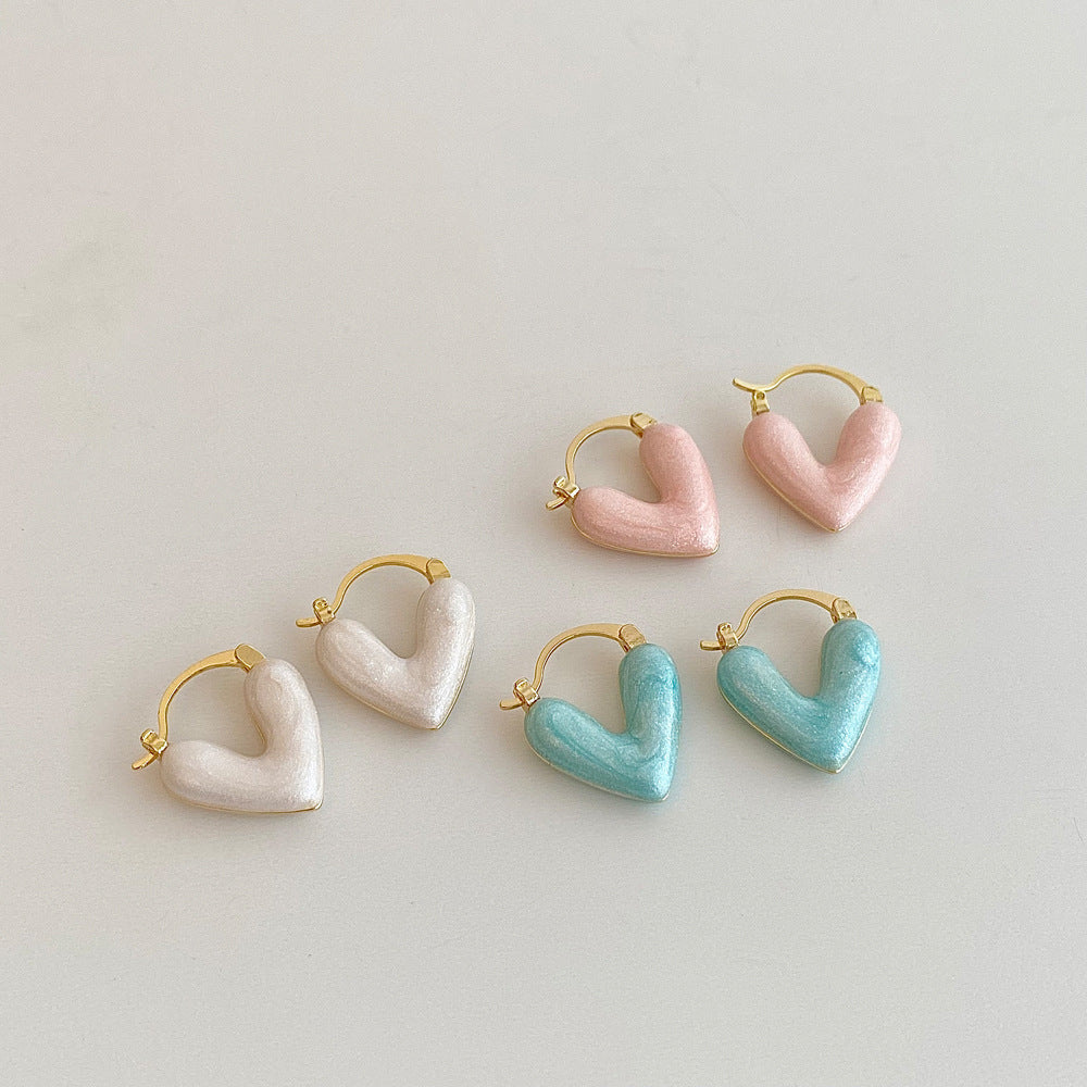 Women's Drop Oil Love Heart Niche Design Simple Earrings