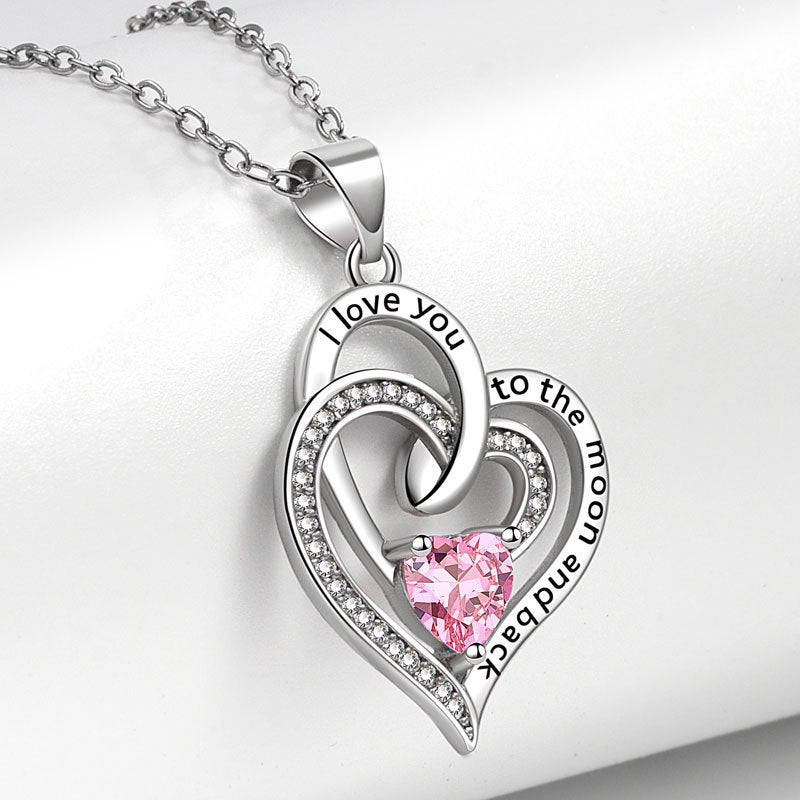 Women's Printed Engraved Diamond Temperament Entry Lux Heart-shaped Necklaces