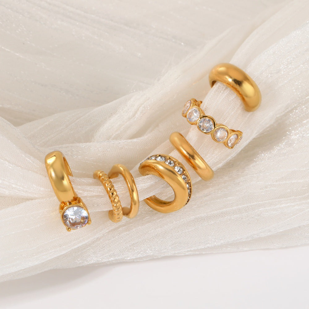 Diamond Shaped Stainless Steel Elegant Earless Titanium Clips Ear Clip