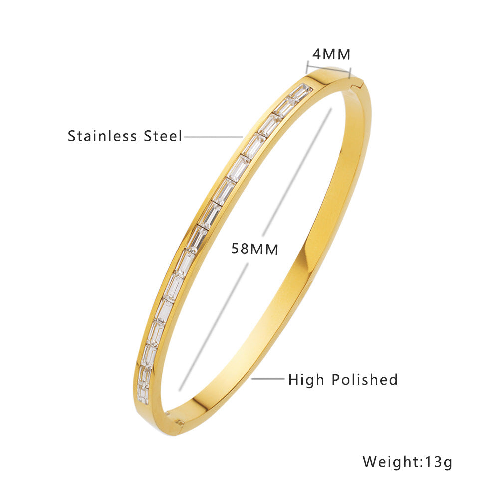 Light Luxury Zircon Gold Titanium Steel Retro Fashion Stainless Bracelets