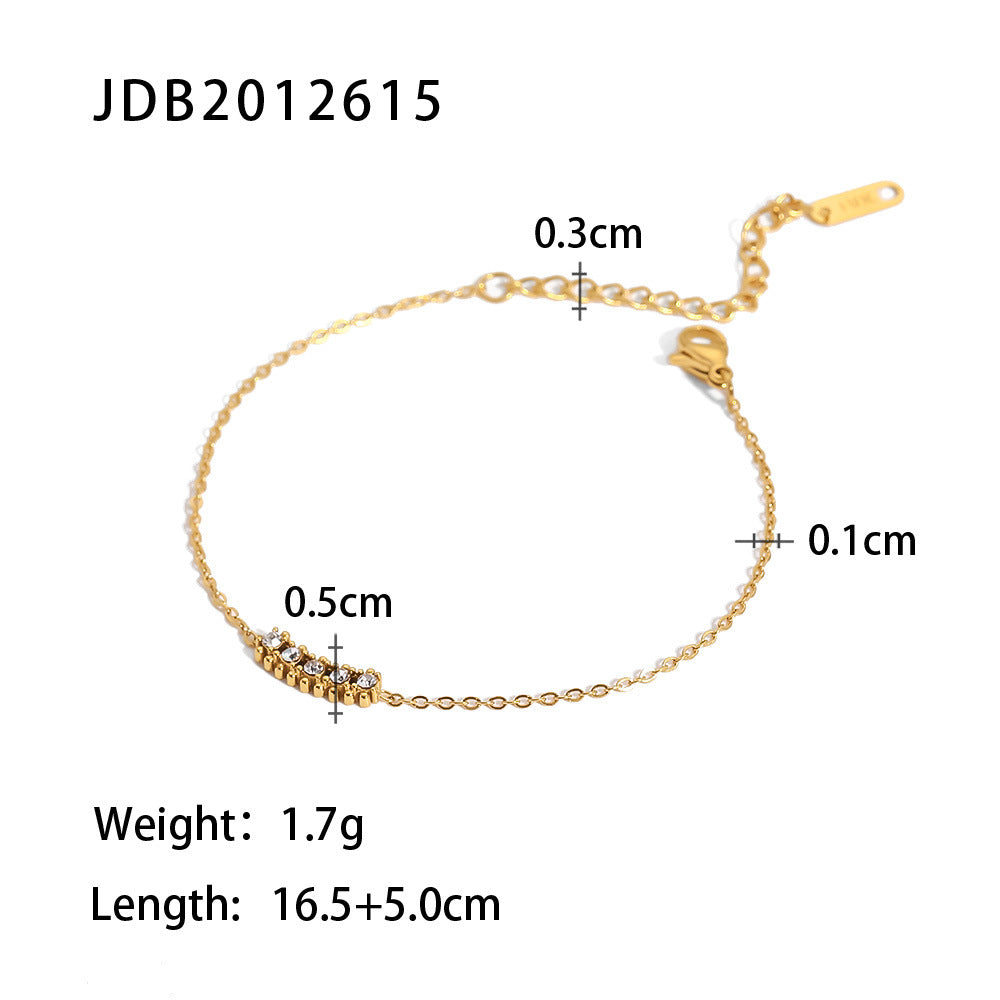 Women's Titanium Steel Gold Stainless Inlaid Zircon Bracelets