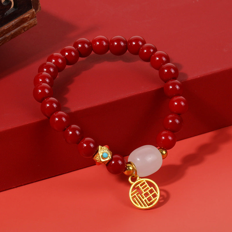 Card Imitation Cinnabar Lucky Beads Female Bracelets