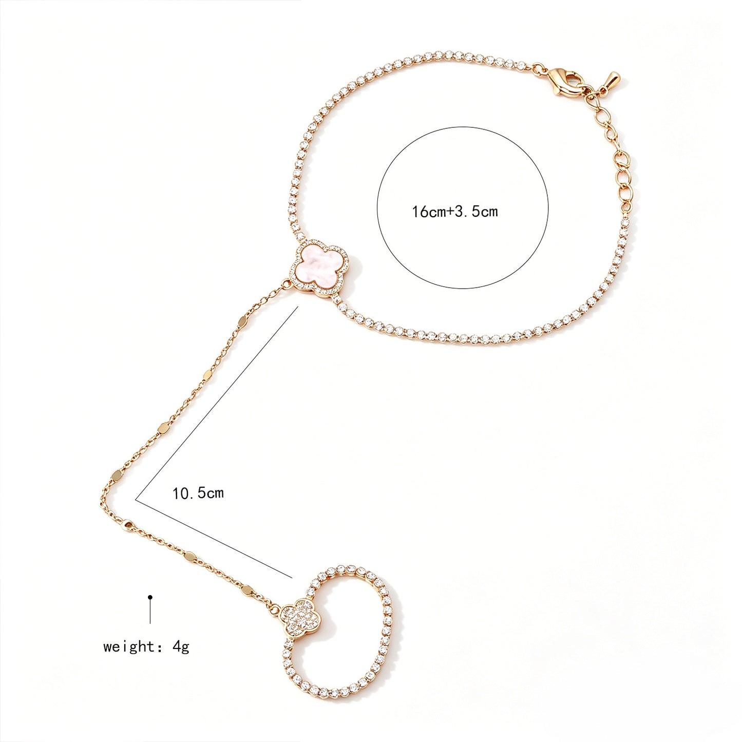 Plated Real Gold Sweet Cool Style Finger Chain Integrated Fashion Bracelet