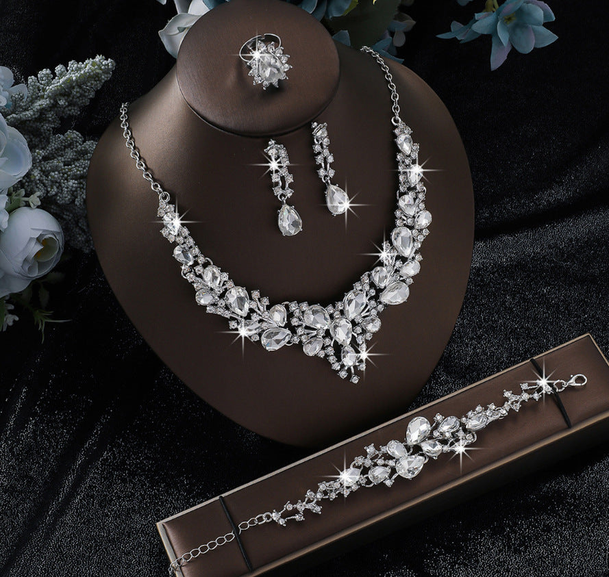 Alloy Suite Bridal Wedding Over Rhinestone Rings