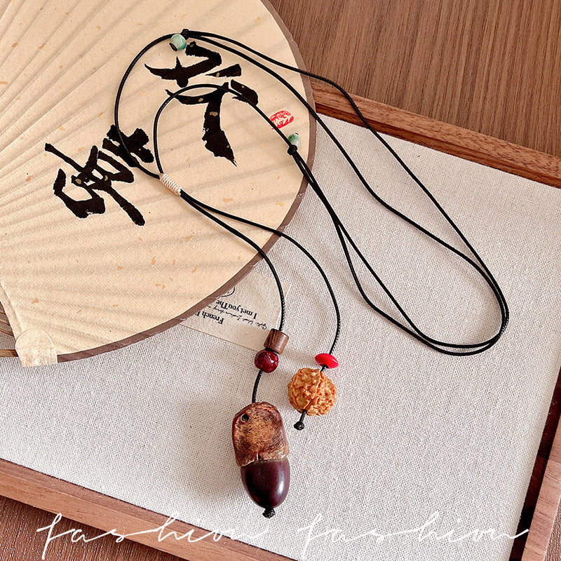 Women's Ceramic Pine Nuts Woven Retro Ethnic Style Fashion Necklace