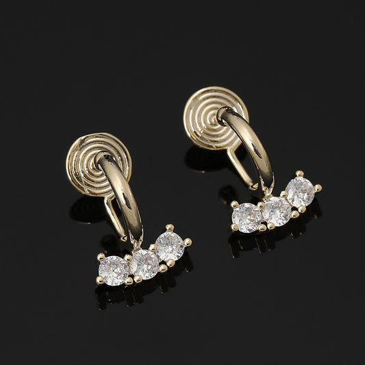 Three Zircon One-piece Mosquito Coil Niche Elegant Sier Ear Clip