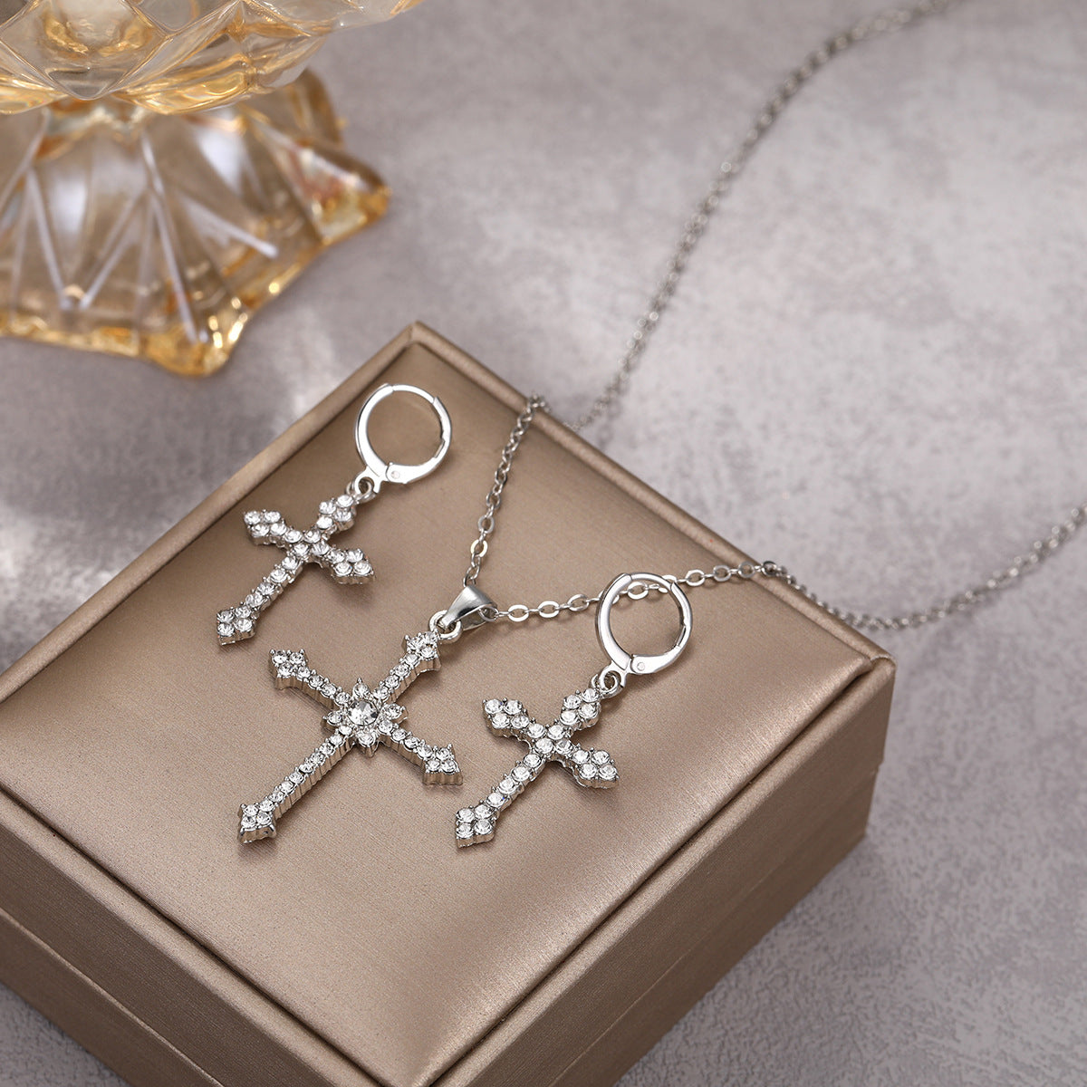 Cross With Diamond Suit And Suite Necklaces