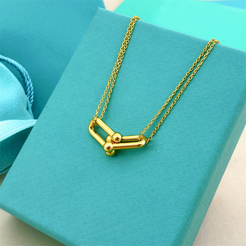 Women's Diamond Horseshoe Clavicle Chain Versatile Personality Necklaces