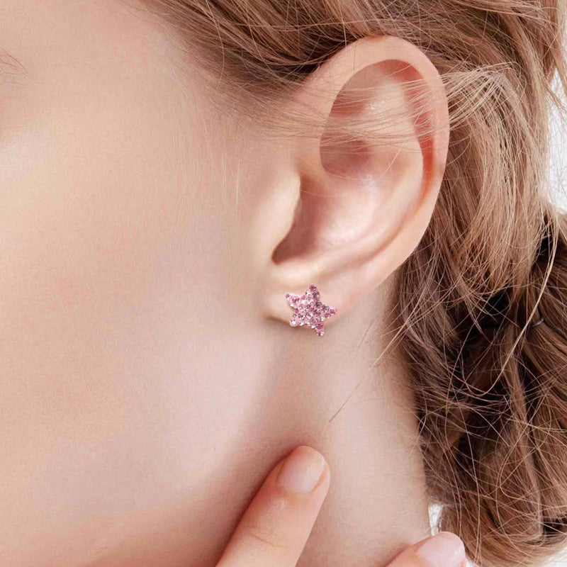 Trend Five-pointed Star Ear Bone Double-headed Spiral Titanium Steel Stud Earrings