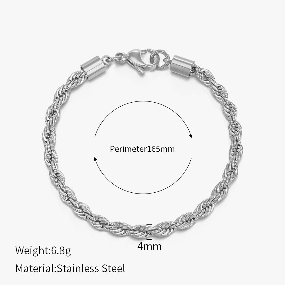 Women's Fashion Gold-plated Twist Chain Stainless Steel Bracelets