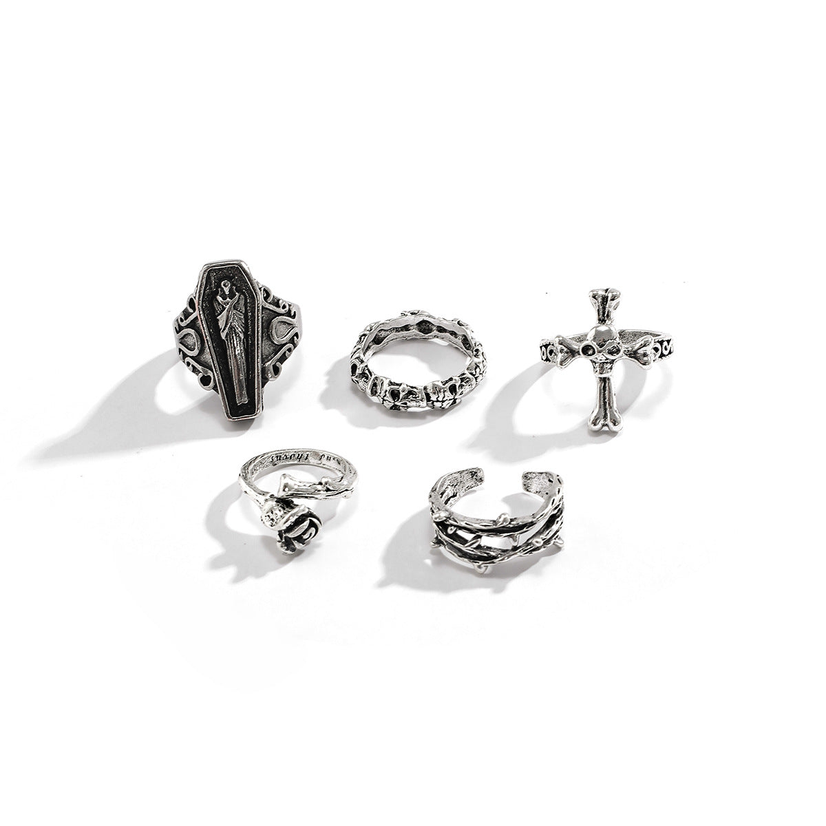 Vintage Knuckle Suit Hip Hop Carved Bat Rings