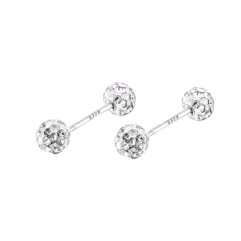 Women's Ear Sterling Sier Zircon Rhinestone Screw Bone Full Stud Earrings