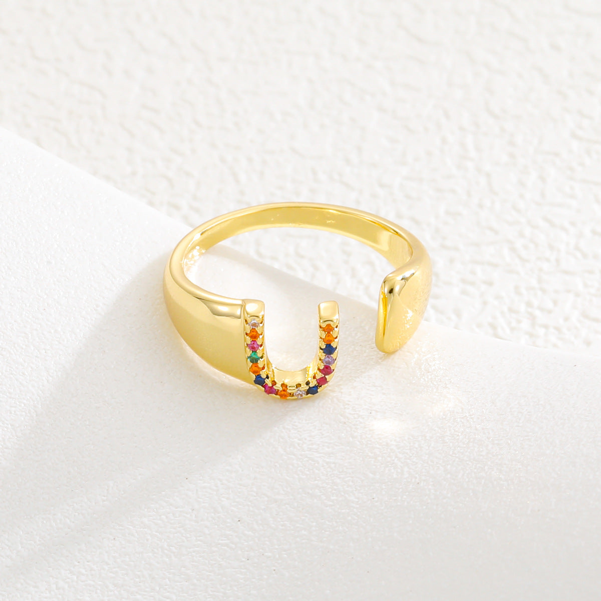 Letters Gold Plated Cell Phone Finger Ring