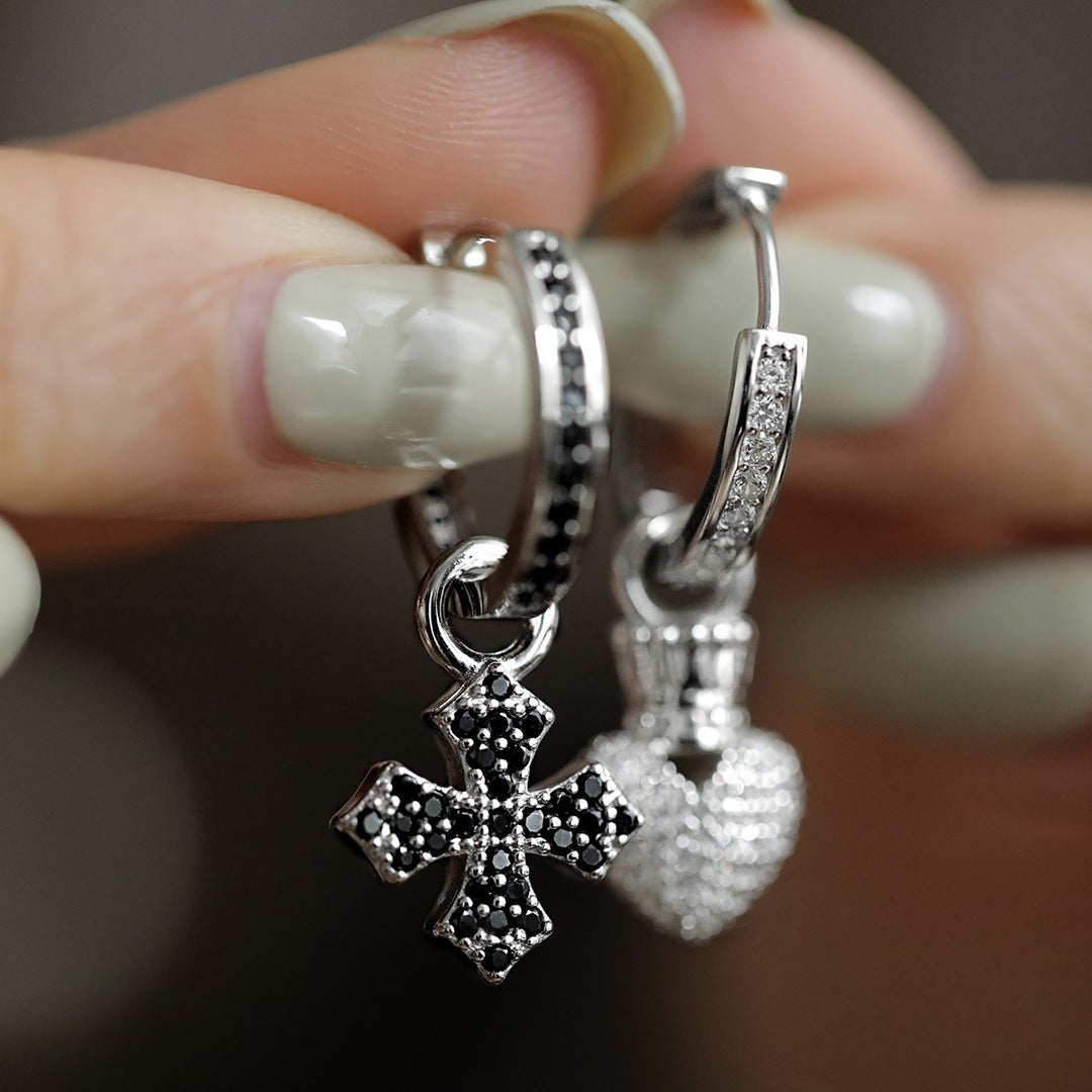 Shiny Cross Crown Love Heart Female Niche Design Rings