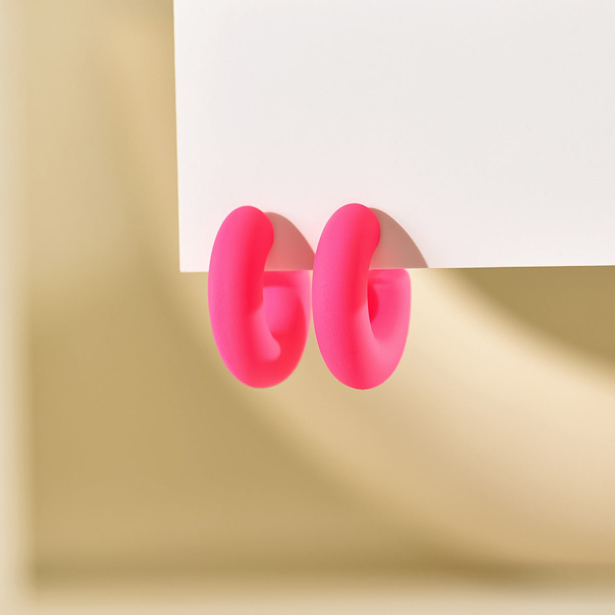Small Ear Trendy Exquisite Acrylic Candy Color Rubber Effect Paint Rings