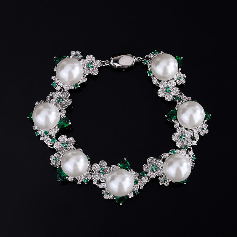 Austrian Court Flower Pearl Sea Gray Shell Bracelets