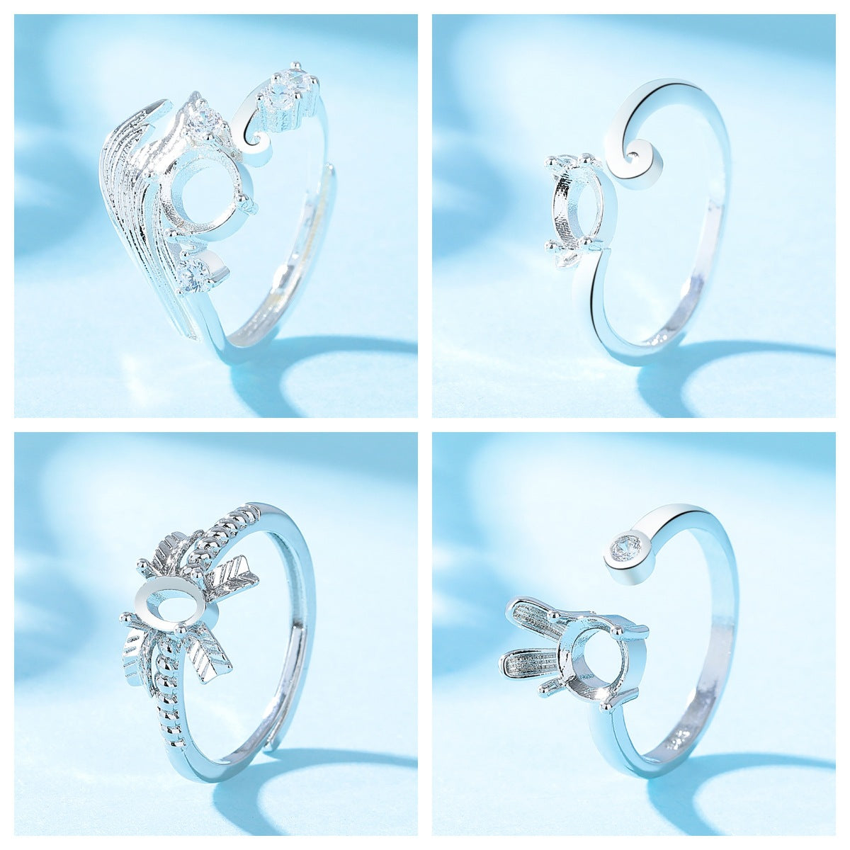 Women's Open Setting Empty Holder Inset More Sizes Imitation Rings
